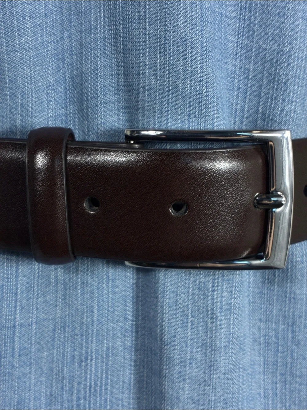 H&M Unisex belt sz XL Dark Brown Split Leather Silver Buckle